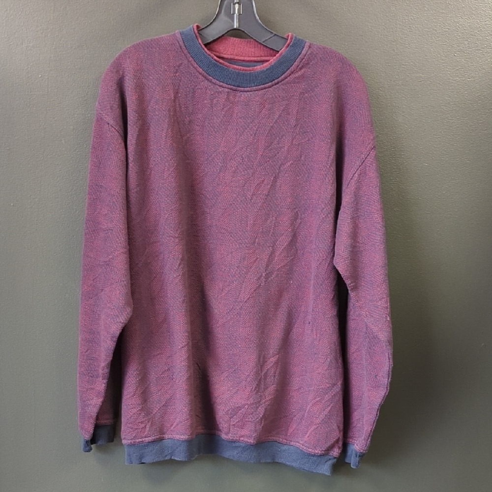 Retro Y2K Dad-Fit Crewneck  Maroon & Navy  vintage 2000s relaxed oversized